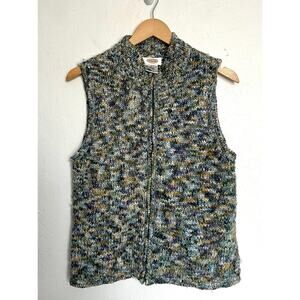 Vintage Talbots Sweater Vest Womens Medium Multicolor Blue Green Yellow Wool